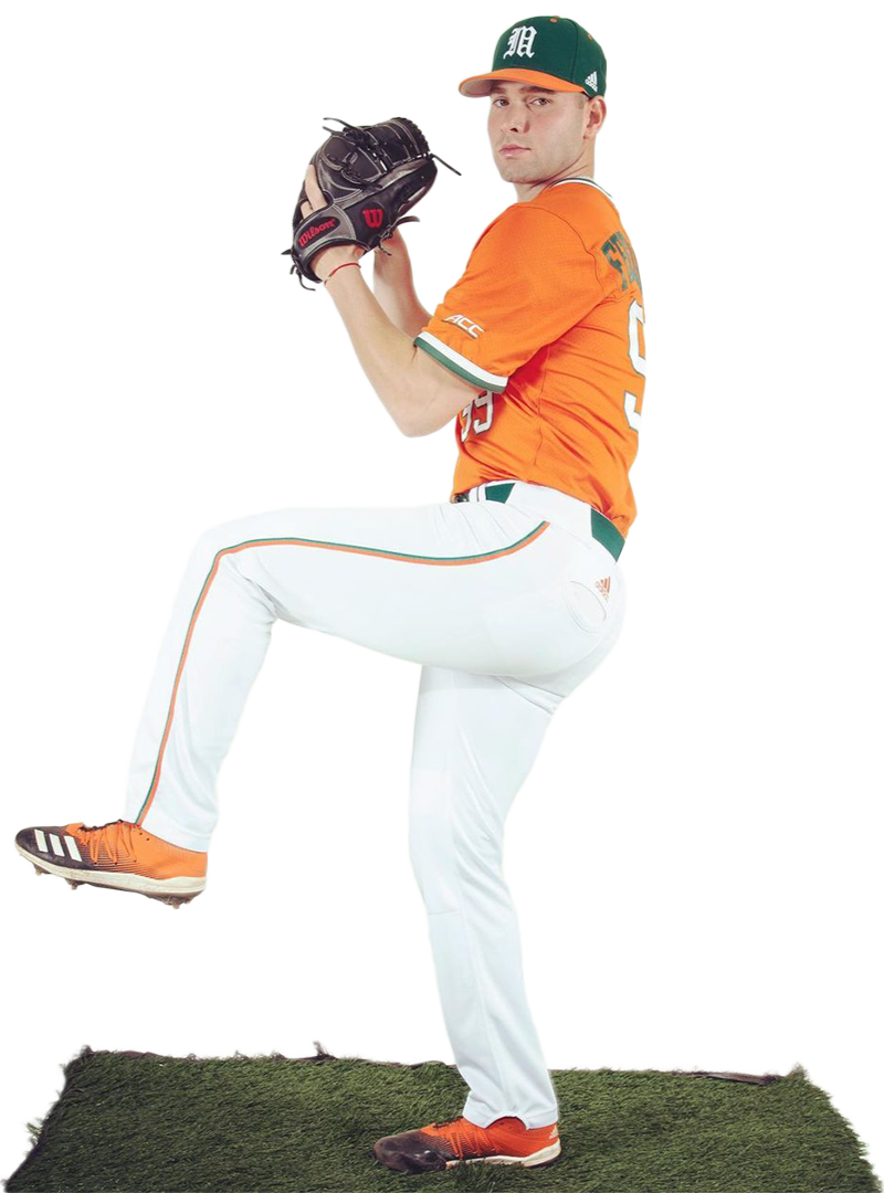 Baseball player in pitching stance